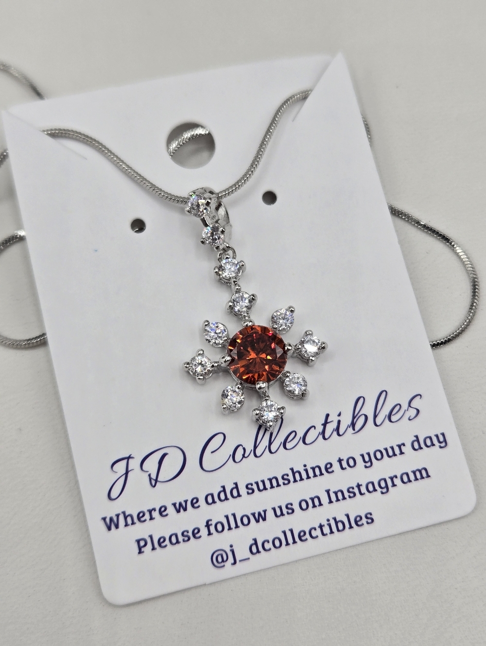Swarovski Crystal Elements Silver Statement Necklace Orange 18 - 20 inch Prom